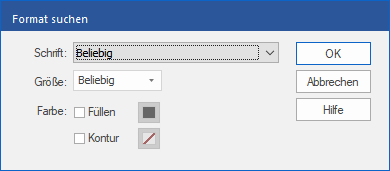 dialog - find format
