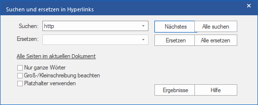 dialog - find  replace hyperlinks - page rang