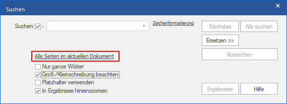 dialog - find  replace - pro - page range