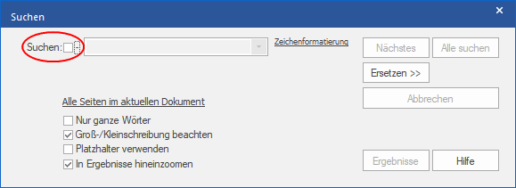 dialog - find  replace - pro - no text