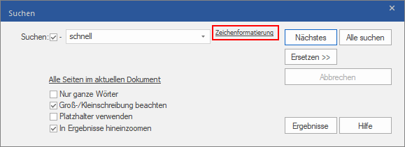 dialog - find  replace - pro - formatting