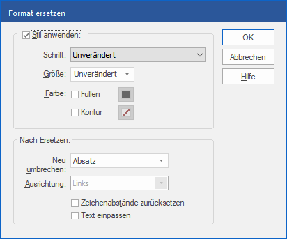 dialog - find  replace - replace format
