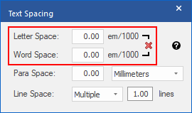 dialog - text spacing - letter