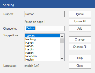dialog - spelling