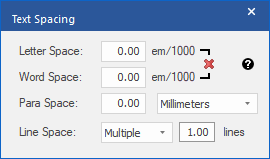 palette - text spacing