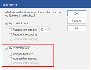 dialog - text fitting - stretch