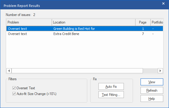 problem check report dlg