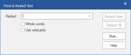 dialog - redact - find