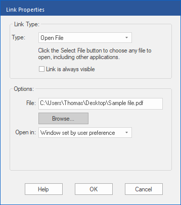 dialog - link - tofile