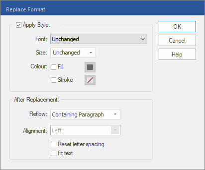 dialog - find  replace - replace format