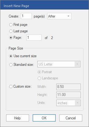 dialog - insert new pages
