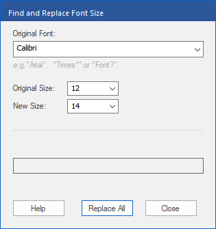 dialog - replace fontsize